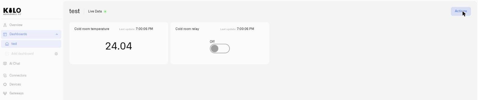 A dashboard of Control widgets — a switch, a dial, a slider, and an input controlling a lamp